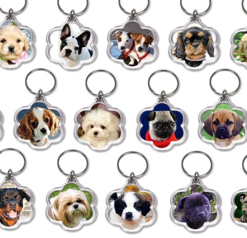 Dog keyrings flower shape - keyrings,